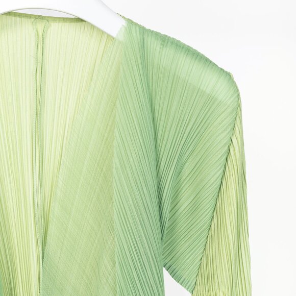 Pleats Please Issey Miyake Pastel-Green Layered Open-Front Cardigan - Picture 4 of 8